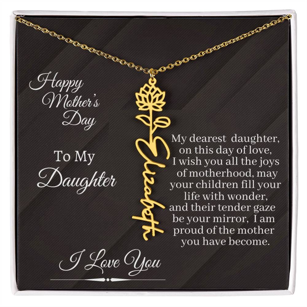 Gift For Daughter - I Love You - Happy Mother's Day - Flower Name Necklaces - The Shoppers Outlet