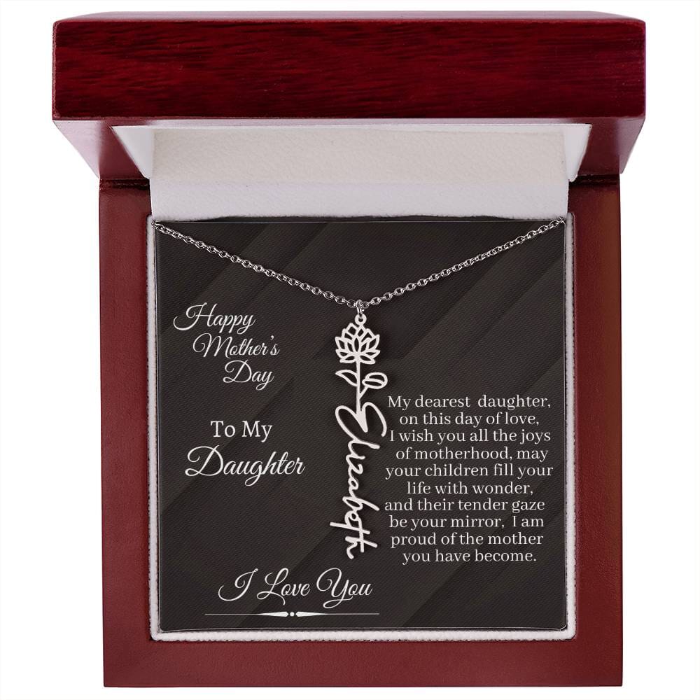 Daughter - I Love You - Happy Mother's Day - Flower Name Necklaces - The Shoppers Outlet