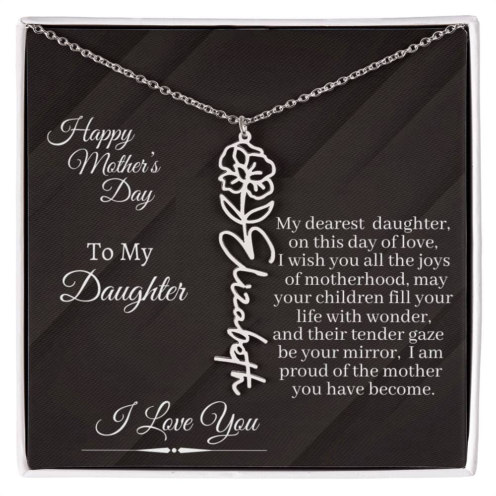 Gift For Daughter - I Love You - Happy Mother's Day - Flower Name Necklaces - The Shoppers Outlet