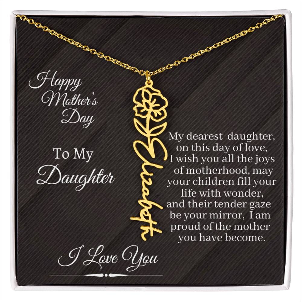 Gift For Daughter - I Love You - Happy Mother's Day - Flower Name Necklaces - The Shoppers Outlet