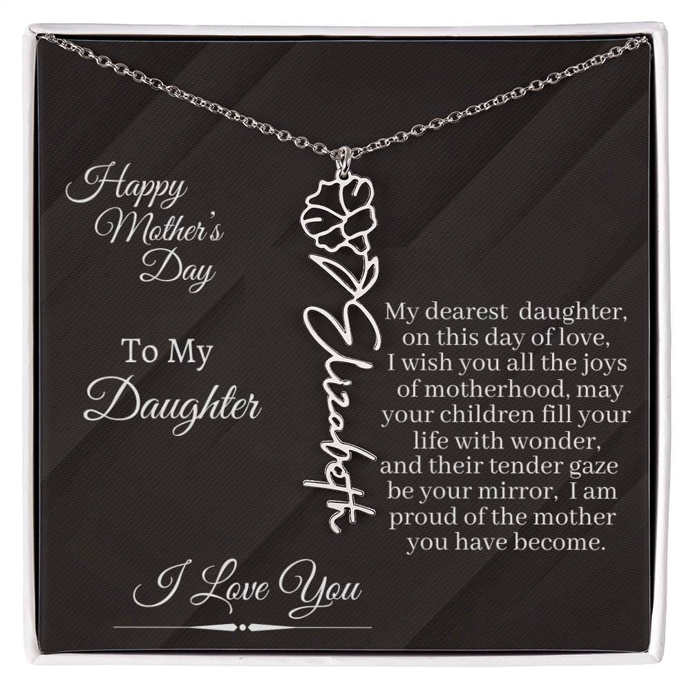 Gift For Daughter - I Love You - Happy Mother's Day - Flower Name Necklaces - The Shoppers Outlet