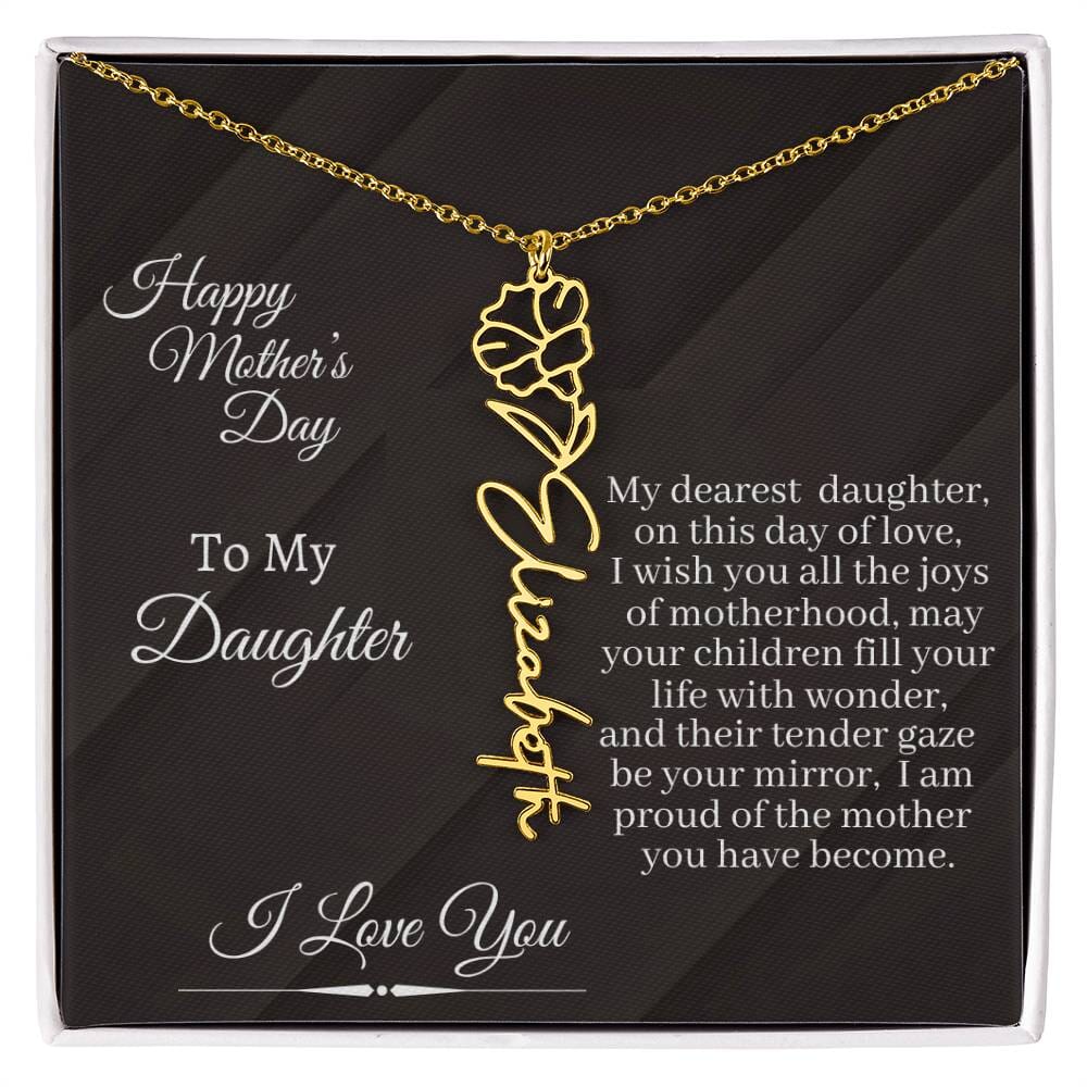 Gift For Daughter - I Love You - Happy Mother's Day - Flower Name Necklaces - The Shoppers Outlet