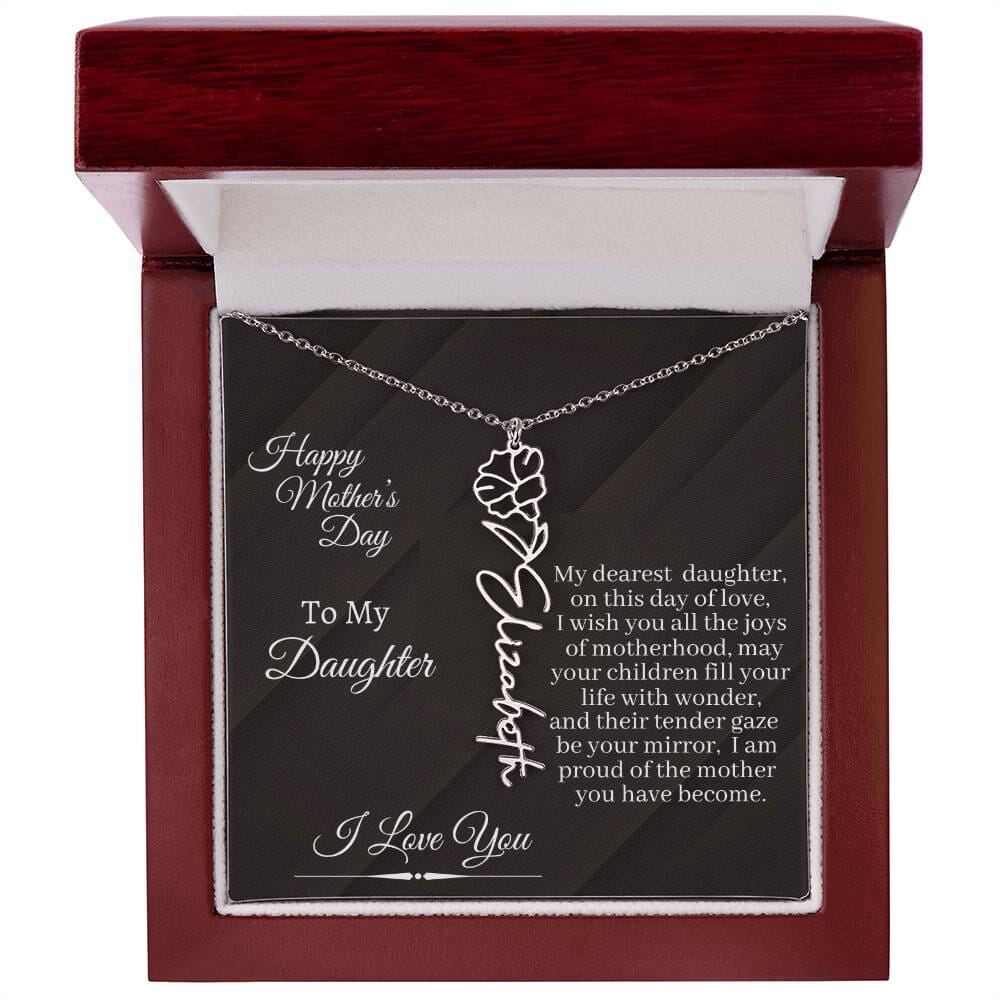Daughter - I Love You - Happy Mother's Day - Flower Name Necklaces - The Shoppers Outlet