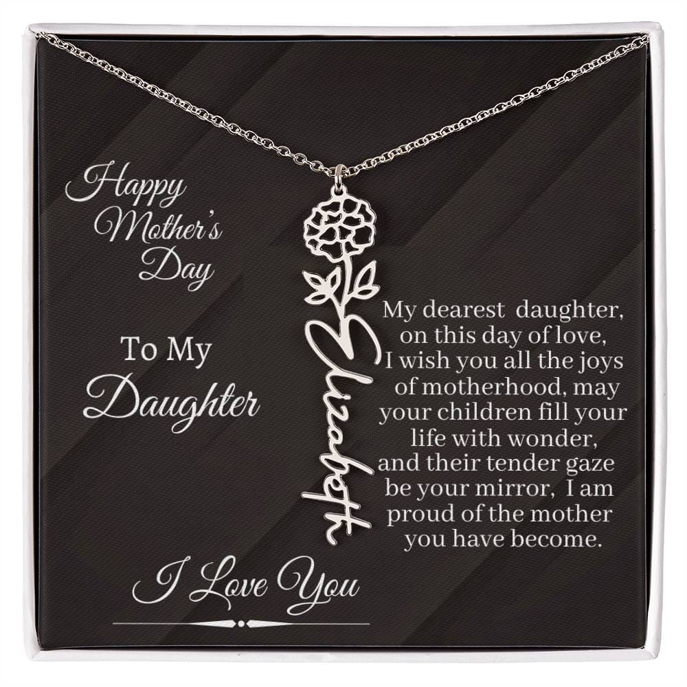 Gift For Daughter - I Love You - Happy Mother's Day - Flower Name Necklaces - The Shoppers Outlet
