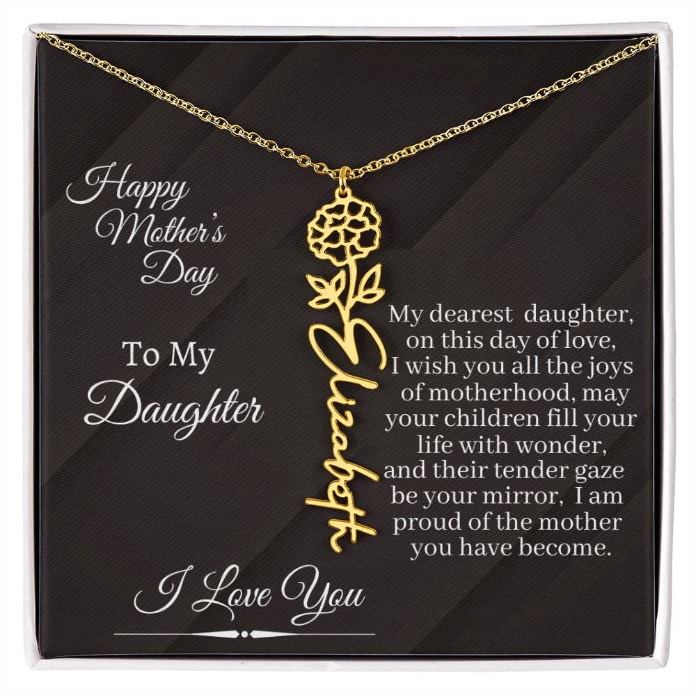 Gift For Daughter - I Love You - Happy Mother's Day - Flower Name Necklaces - The Shoppers Outlet