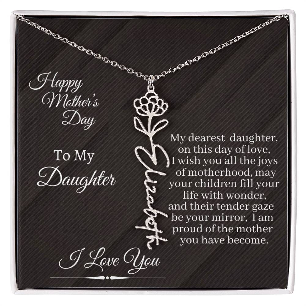 Gift For Daughter - I Love You - Happy Mother's Day - Flower Name Necklaces - The Shoppers Outlet