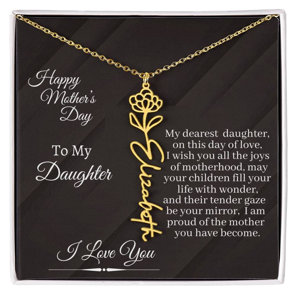 Gift For Daughter - I Love You - Happy Mother's Day - Flower Name Necklaces - The Shoppers Outlet