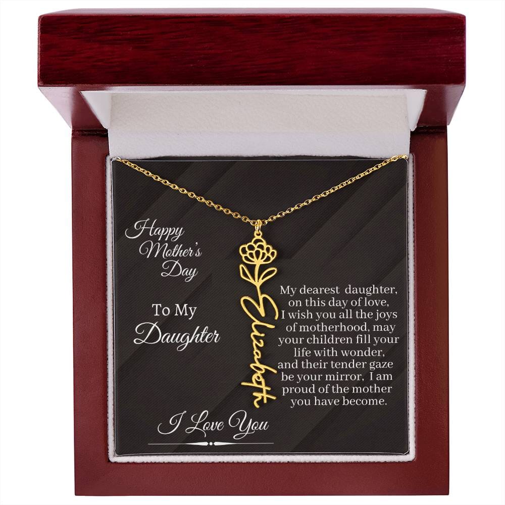 Daughter - I Love You - Happy Mother's Day - Flower Name Necklaces - The Shoppers Outlet