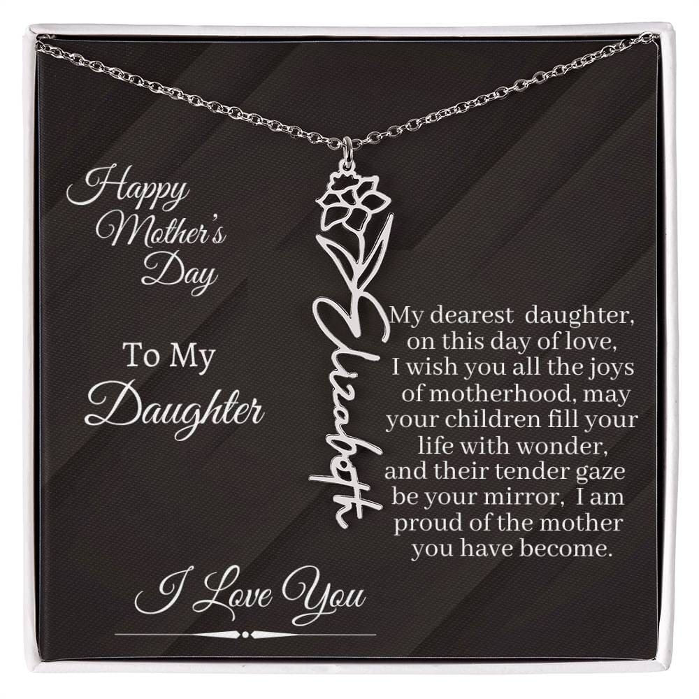 Gift For Daughter - I Love You - Happy Mother's Day - Flower Name Necklaces - The Shoppers Outlet