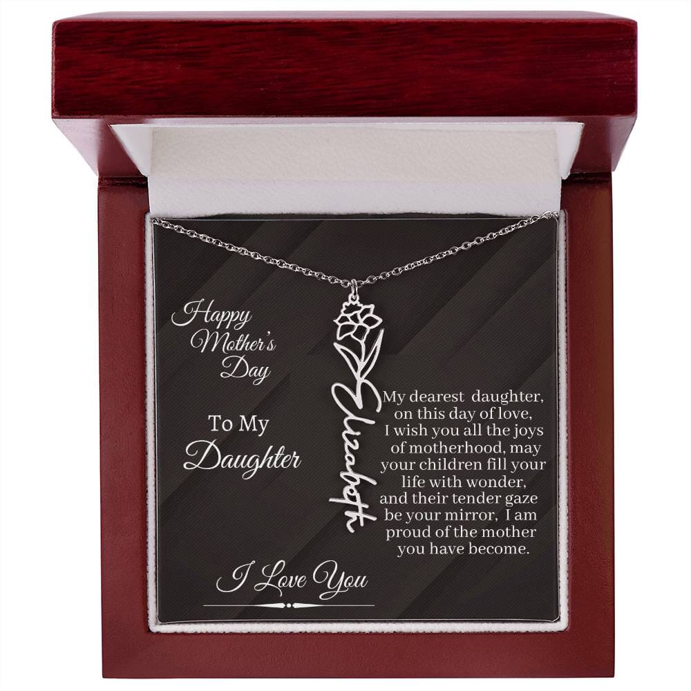 Daughter - I Love You - Happy Mother's Day - Flower Name Necklaces - The Shoppers Outlet