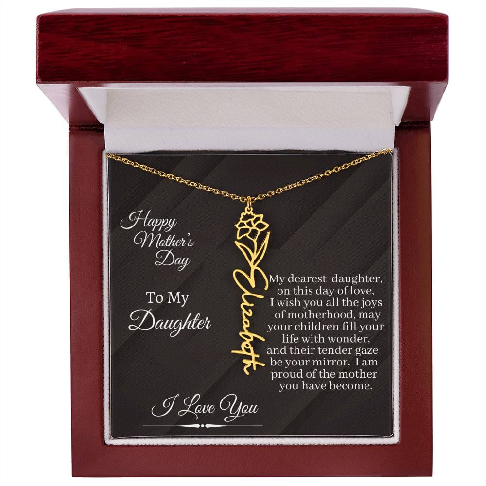 Daughter - I Love You - Happy Mother's Day - Flower Name Necklaces - The Shoppers Outlet