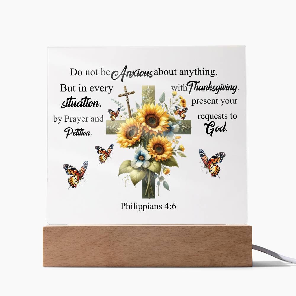 Faith - Do Not Be Anxious About Anything - Philippians 4:6 - Square Acrylic Plaque - The Shoppers Outlet