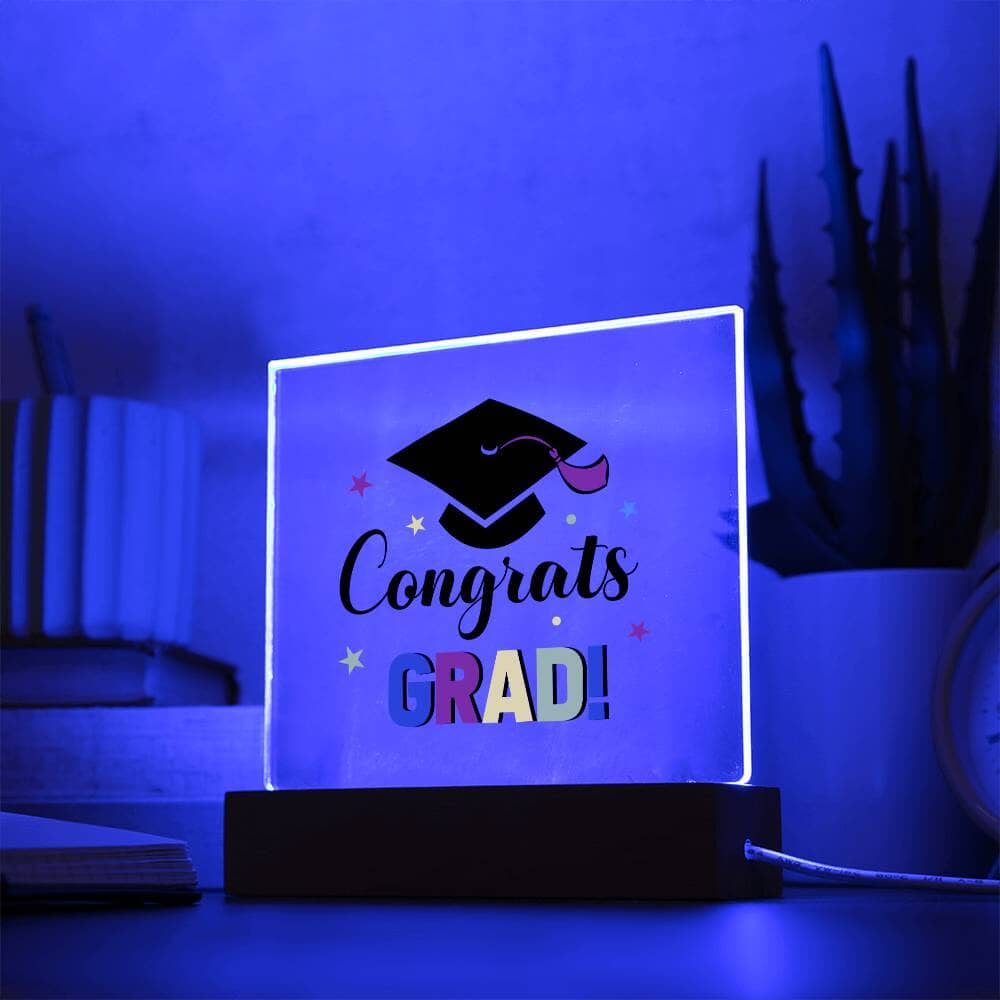 Graduation - Congrats Grad - Happy Congratulations - Square Acrylic Plaque - The Shoppers Outlet