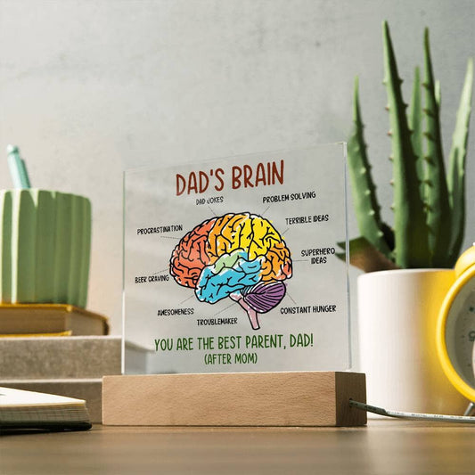 Gift For Dad - Dad's Brain - Square Acrylic Plaque - The Shoppers Outlet