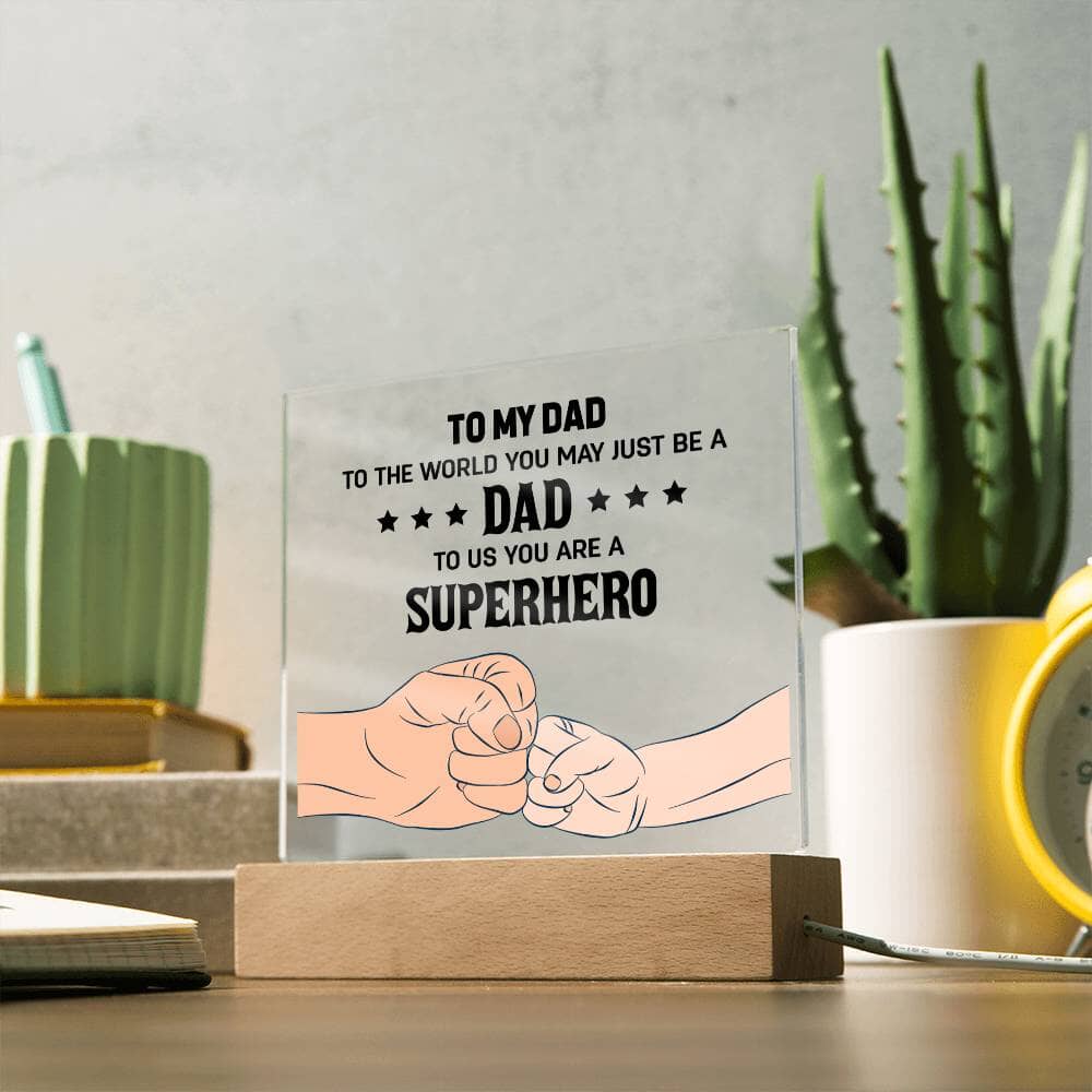 Gift For Dad - Our Superhero - Square Acrylic Plaque - The Shoppers Outlet