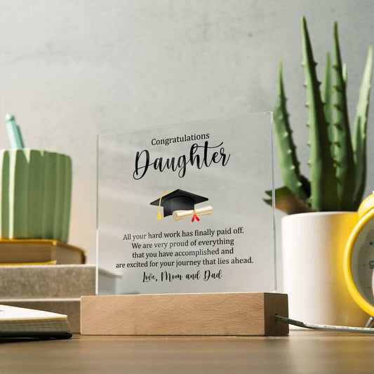 Gift For Daughter - We Are Very Proud - Happy Graduation - Square Acrylic Plaque - The Shoppers Outlet
