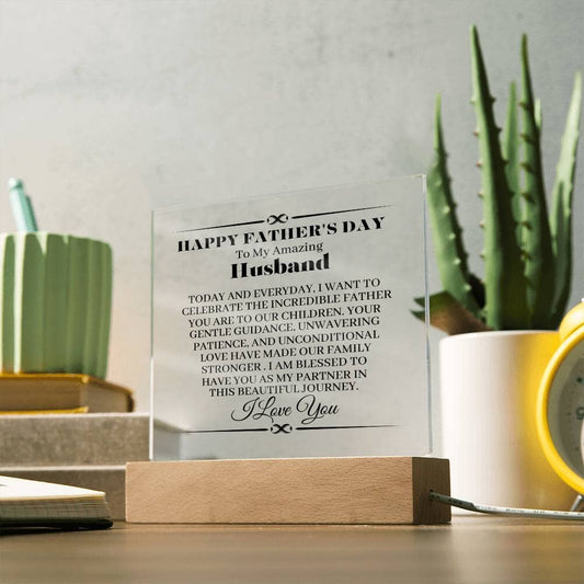 Gift For Husband - Happy Father's Day To My Amazing Husband - Square Acrylic Plaque - The Shoppers Outlet