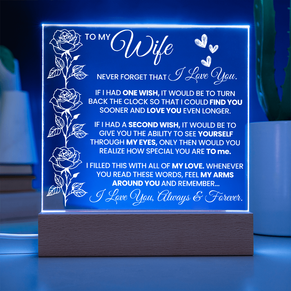 To My Wife - Never Forget That I Love You - Square Acrylic Plaque - The Shoppers Outlet