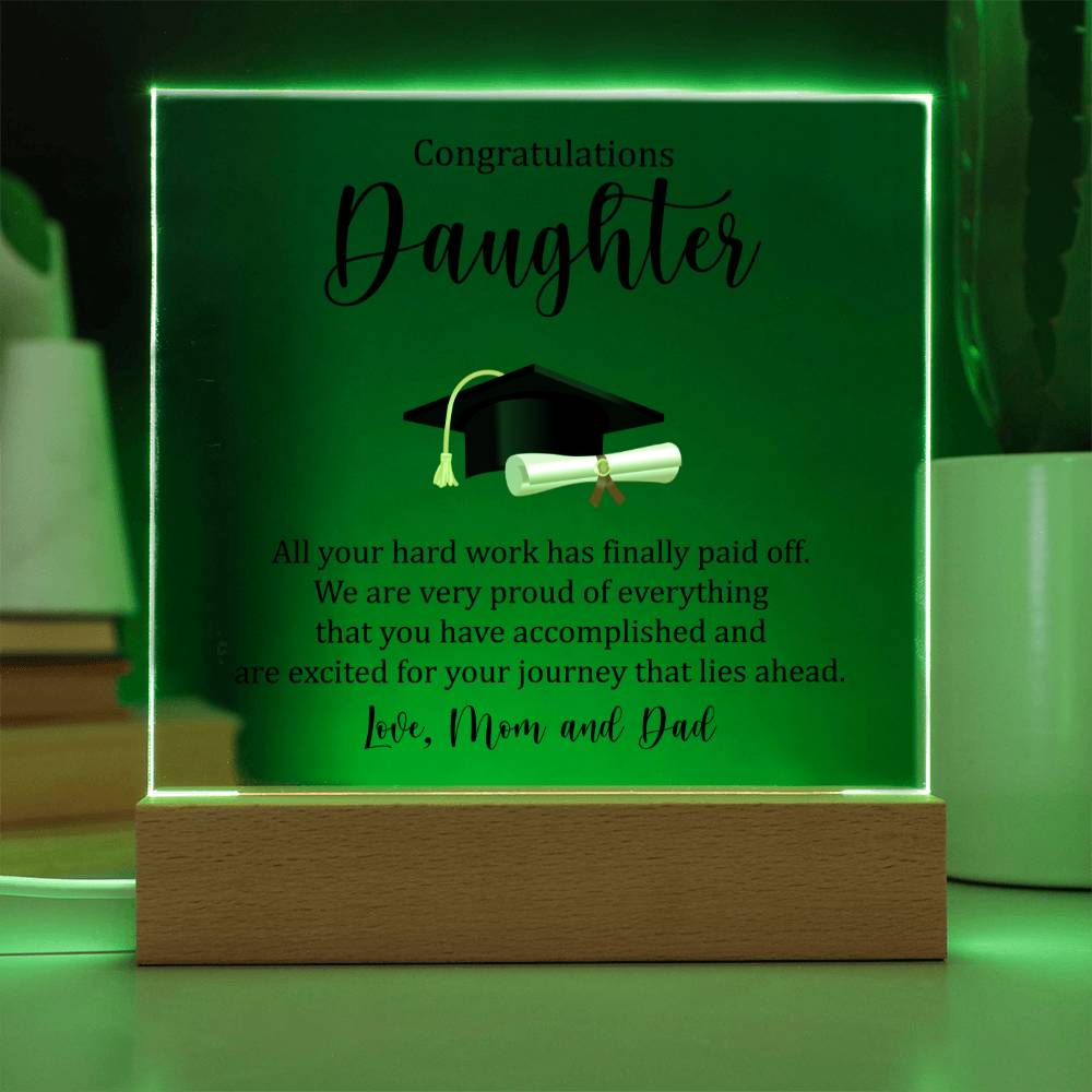 Daughter - We Are Very Proud - Happy Graduation - Square Acrylic Plaque - The Shoppers Outlet