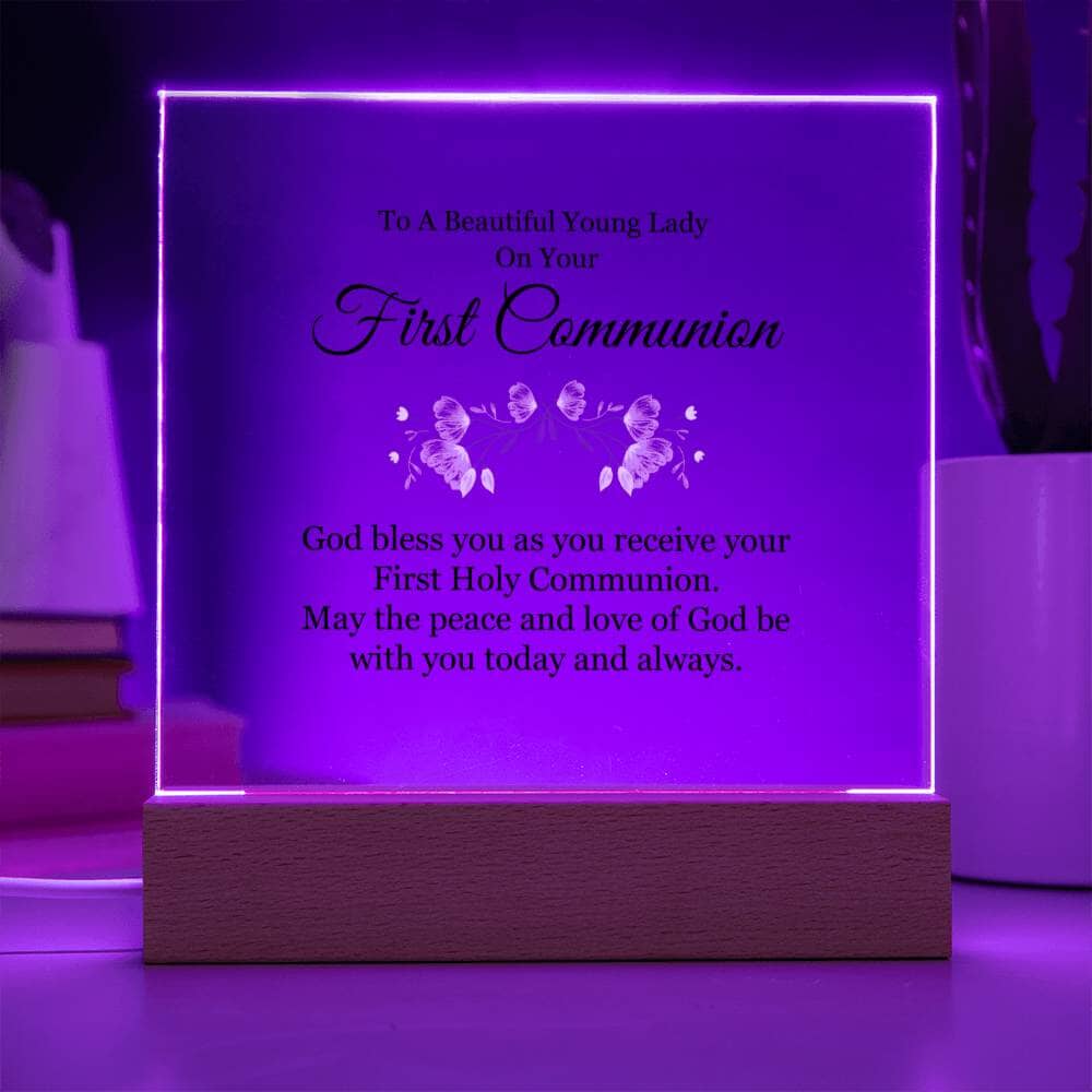 First Communion - To A Beautiful Young Lady - Square Acrylic Plaque - The Shoppers Outlet