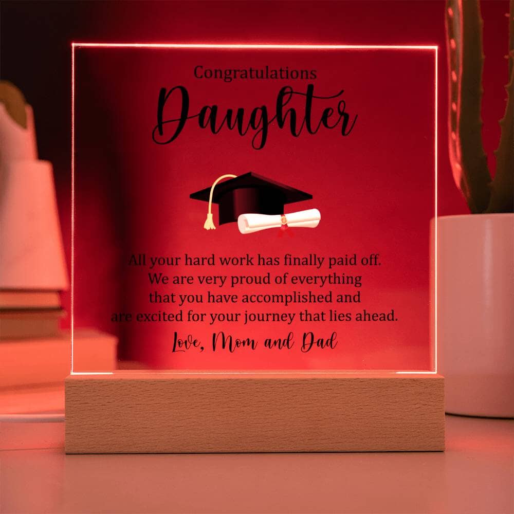 Gift For Daughter - We Are Very Proud - Happy Graduation - Square Acrylic Plaque - The Shoppers Outlet