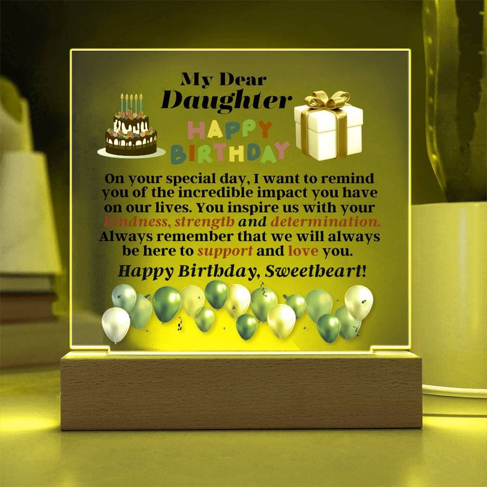 Gift For Daughter - Happy Birthday - Birthday Gift For Daughter - On Your Special Day - Square Acrylic Plaque - The Shoppers Outlet