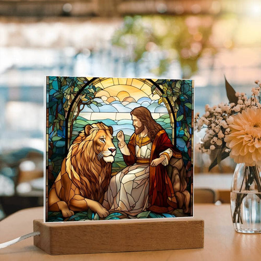 Inspirational - The Loin Of Judah - A Divine Bond - Square Acrylic Plaque - The Shoppers Outlet