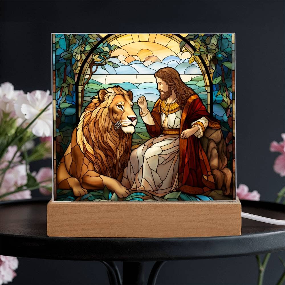 Inspirational - The Loin Of Judah - A Divine Bond - Square Acrylic Plaque - The Shoppers Outlet