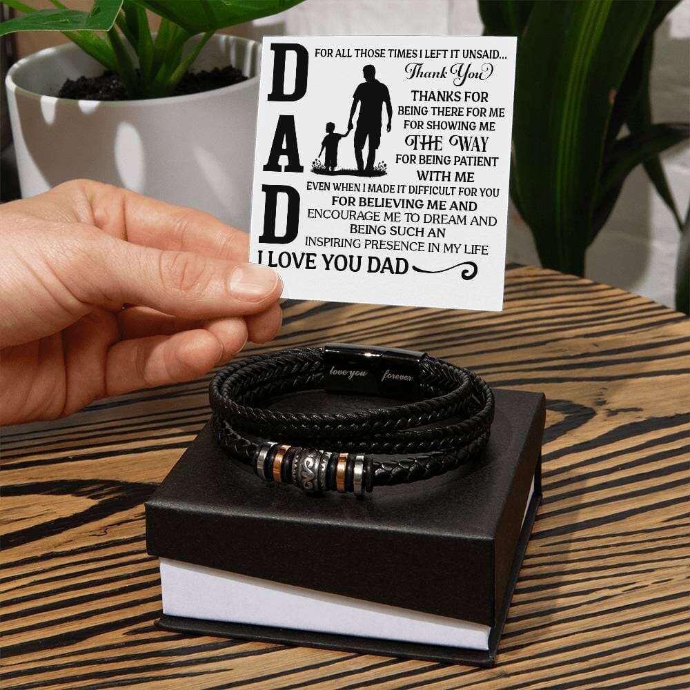 Gift For Dad - For All Those Times I Left It Unsaid Thank You - Men's Love You Forever Bracelet - The Shoppers Outlet