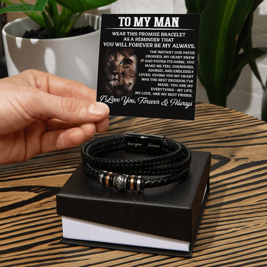 Gift For Soulmate - You Will Forever Be My Always - Men's Love You Forever Bracelet - The Shoppers Outlet