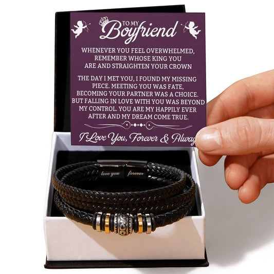 Gift For Boyfriend - The Day I Met You I Found My Missing Piece - Men's Love You Forever Bracelet - The Shoppers Outlet
