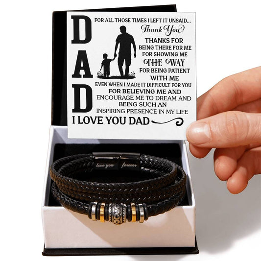 Gift For Dad - For All Those Times I Left It Unsaid Thank You - Men's Love You Forever Bracelet - The Shoppers Outlet