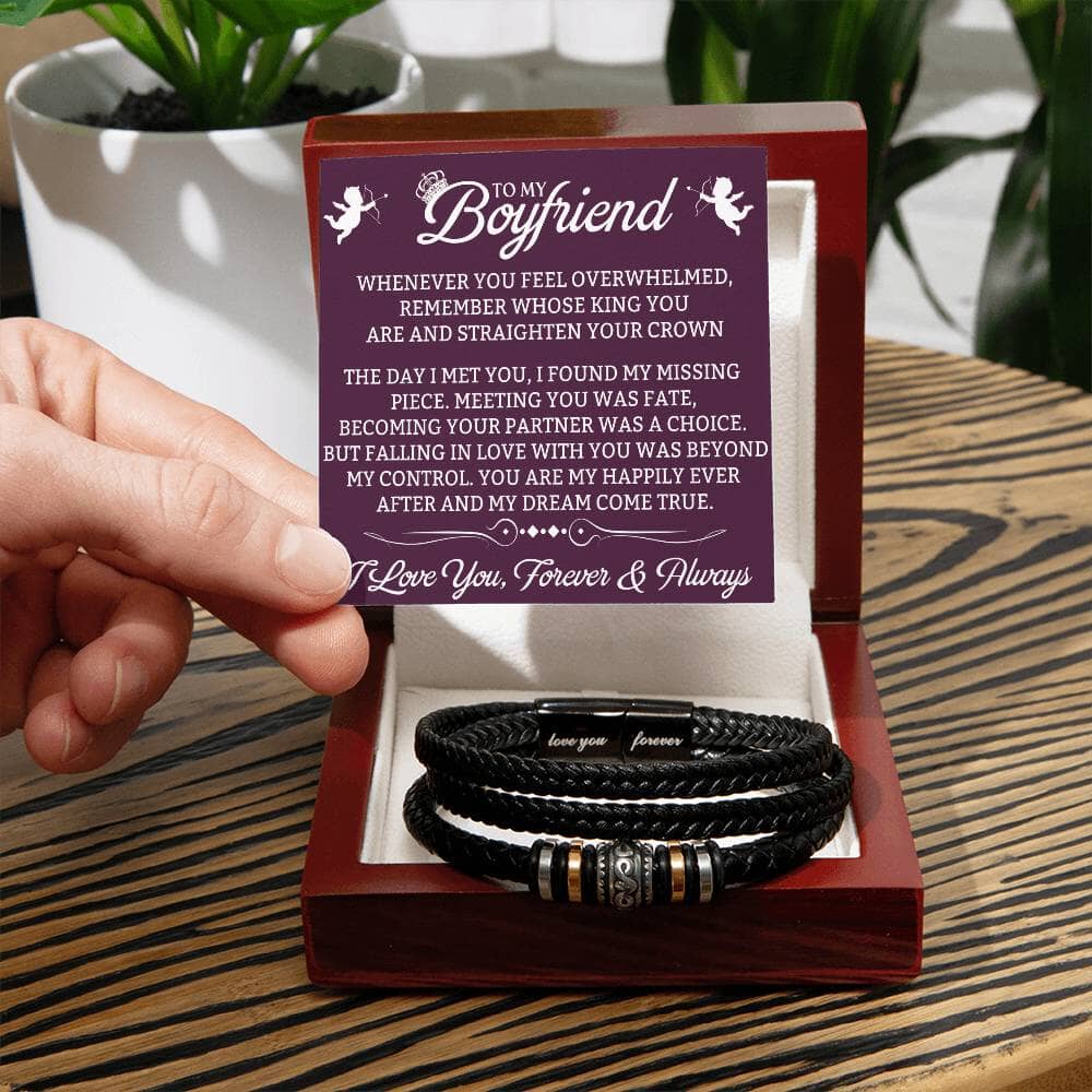 Gift For Boyfriend - The Day I Met You I Found My Missing Piece - Men's Love You Forever Bracelet - The Shoppers Outlet
