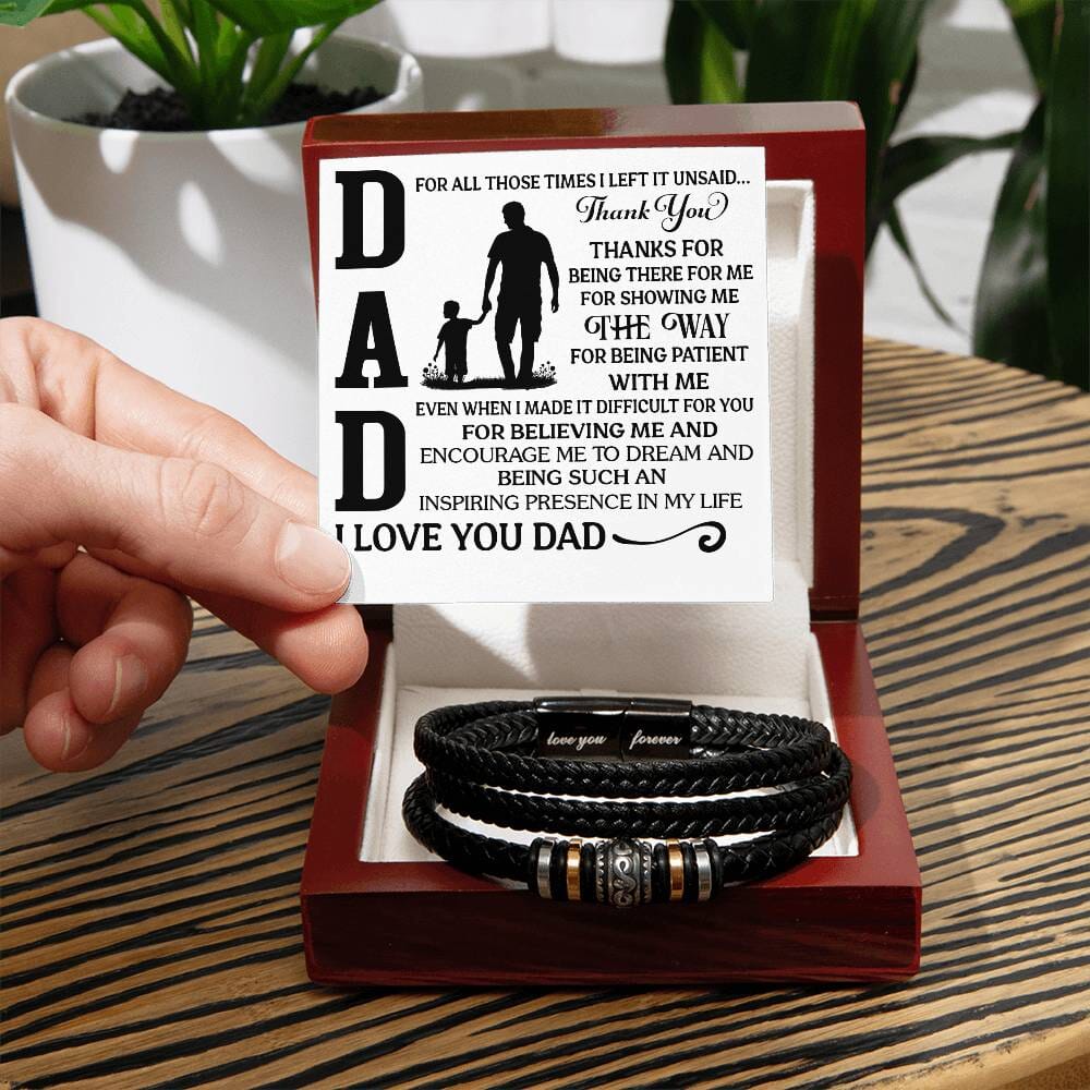 Gift For Dad - For All Those Times I Left It Unsaid Thank You - Men's Love You Forever Bracelet - The Shoppers Outlet