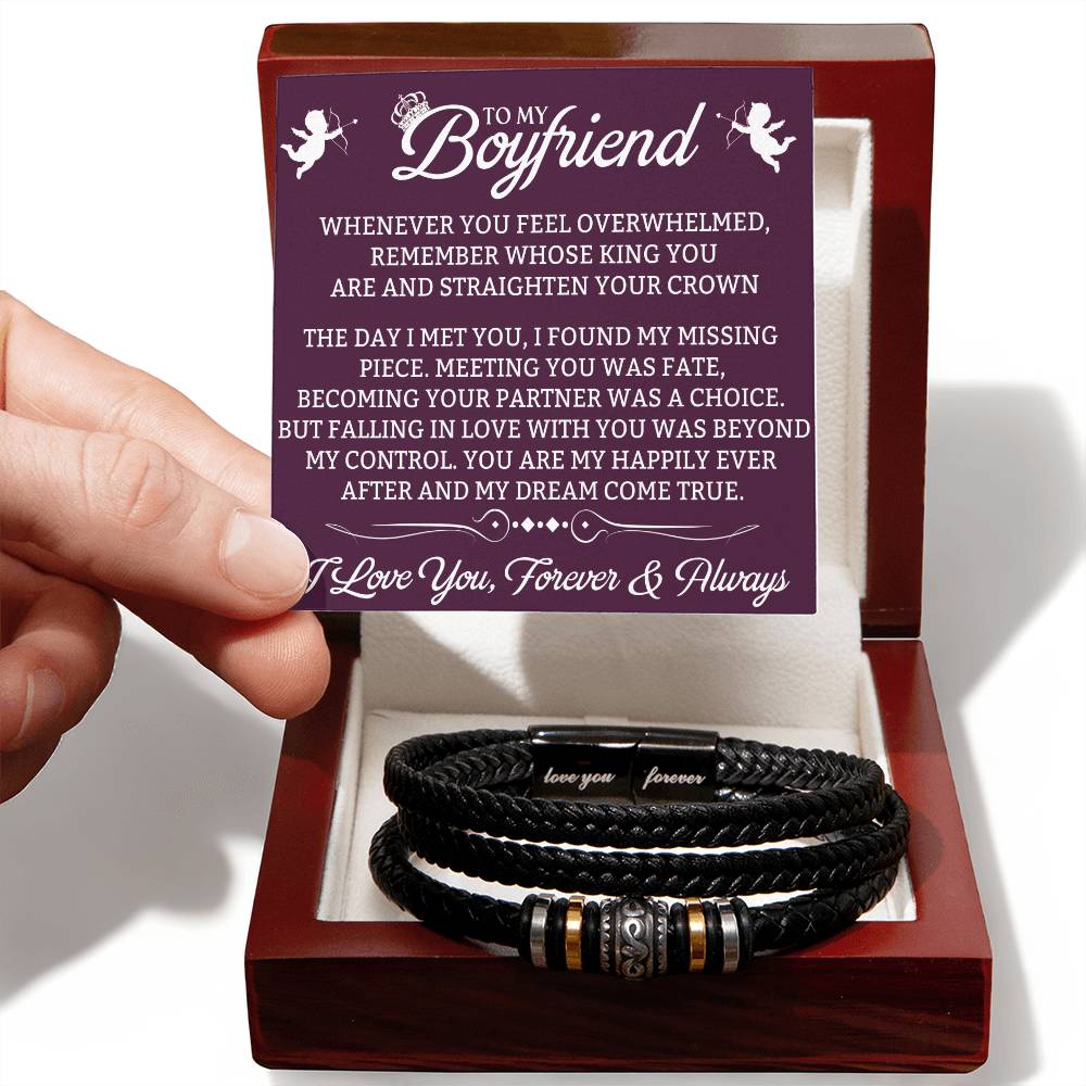Boyfriend - The Day I Met You I Found My Missing Piece - Men's Love You Forever Bracelet - The Shoppers Outlet