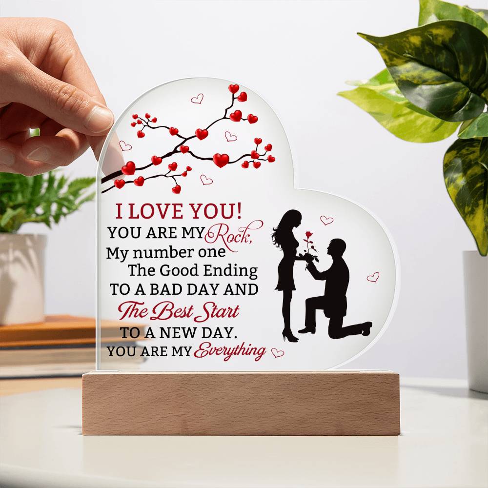 Soulmate - I Love You - You Are My Rock -  Printed Heart Acrylic Plaque - The Shoppers Outlet