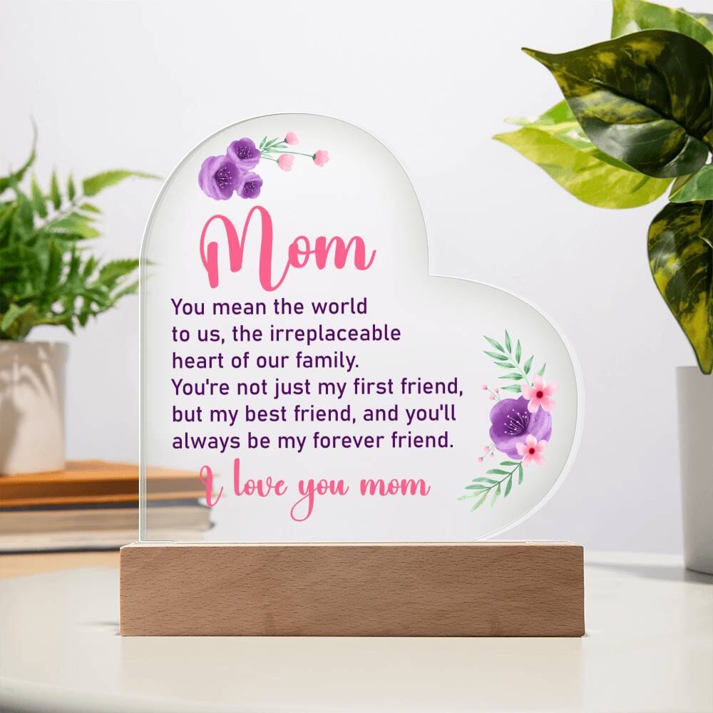 Gift For Mom - You Mean The World To Us - Heart Acrylic Plaque - The Shoppers Outlet