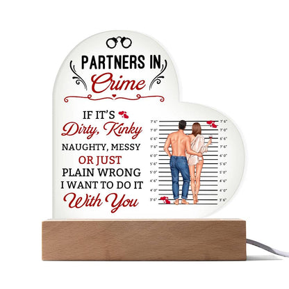 Gift For Soulmate - Partners In Crime - Heart Acrylic Plaque - The Shoppers Outlet
