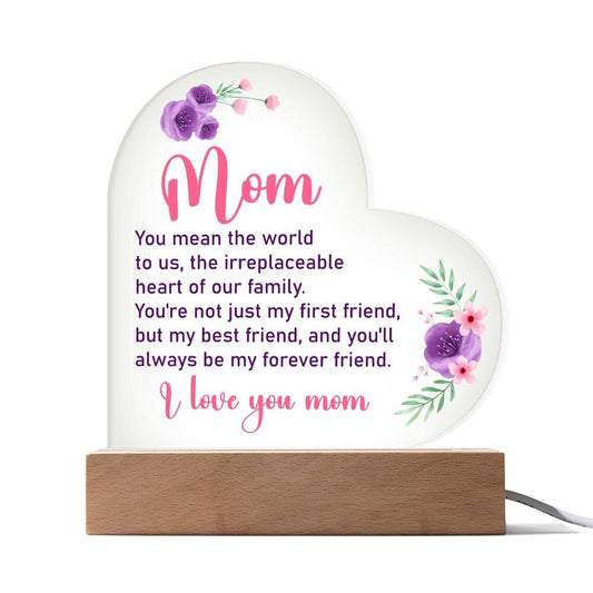 Gift For Mom - You Mean The World To Us - Heart Acrylic Plaque - The Shoppers Outlet