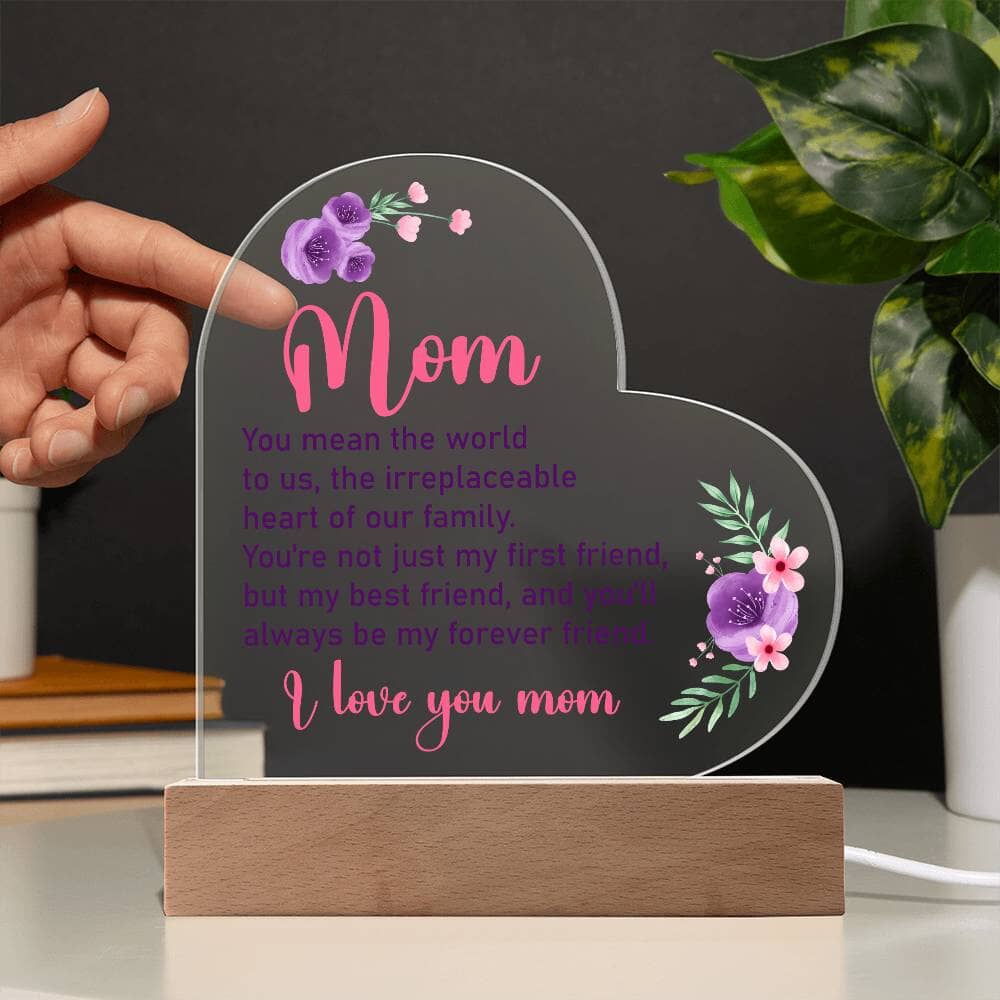 Gift For Mom - You Mean The World To Us - Heart Acrylic Plaque - The Shoppers Outlet