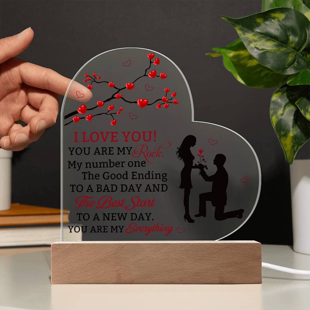 Gift For Soulmate - I Love You - You Are My Rock - Heart Acrylic Plaque - The Shoppers Outlet