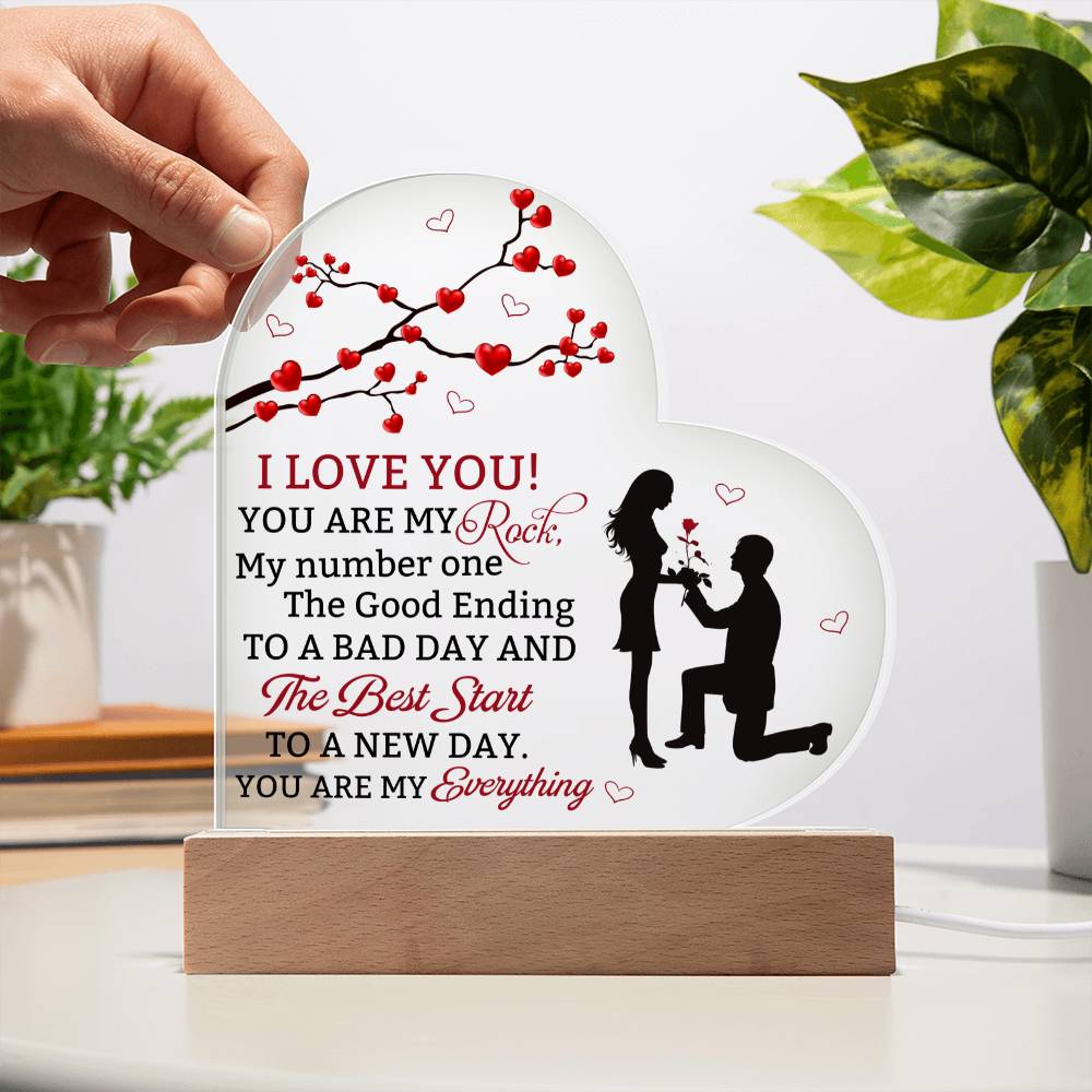 Soulmate - I Love You - You Are My Rock -  Printed Heart Acrylic Plaque - The Shoppers Outlet