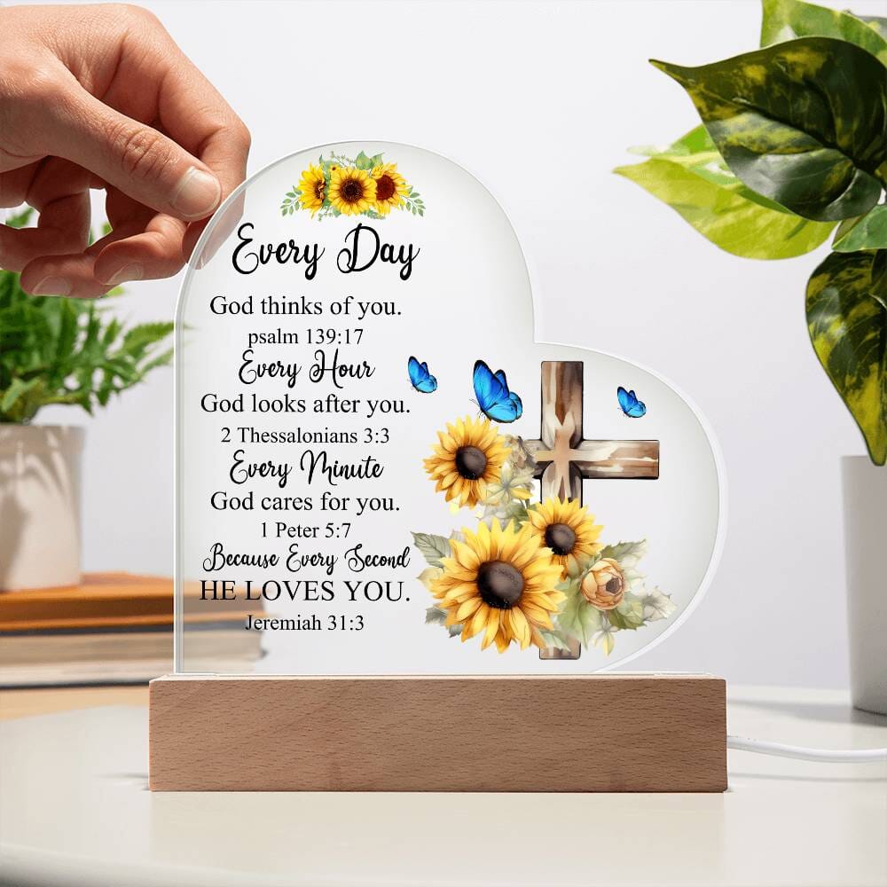 Faith - God Thinks Of You - Bible Verses - Heart Acrylic Plaque - The Shoppers Outlet