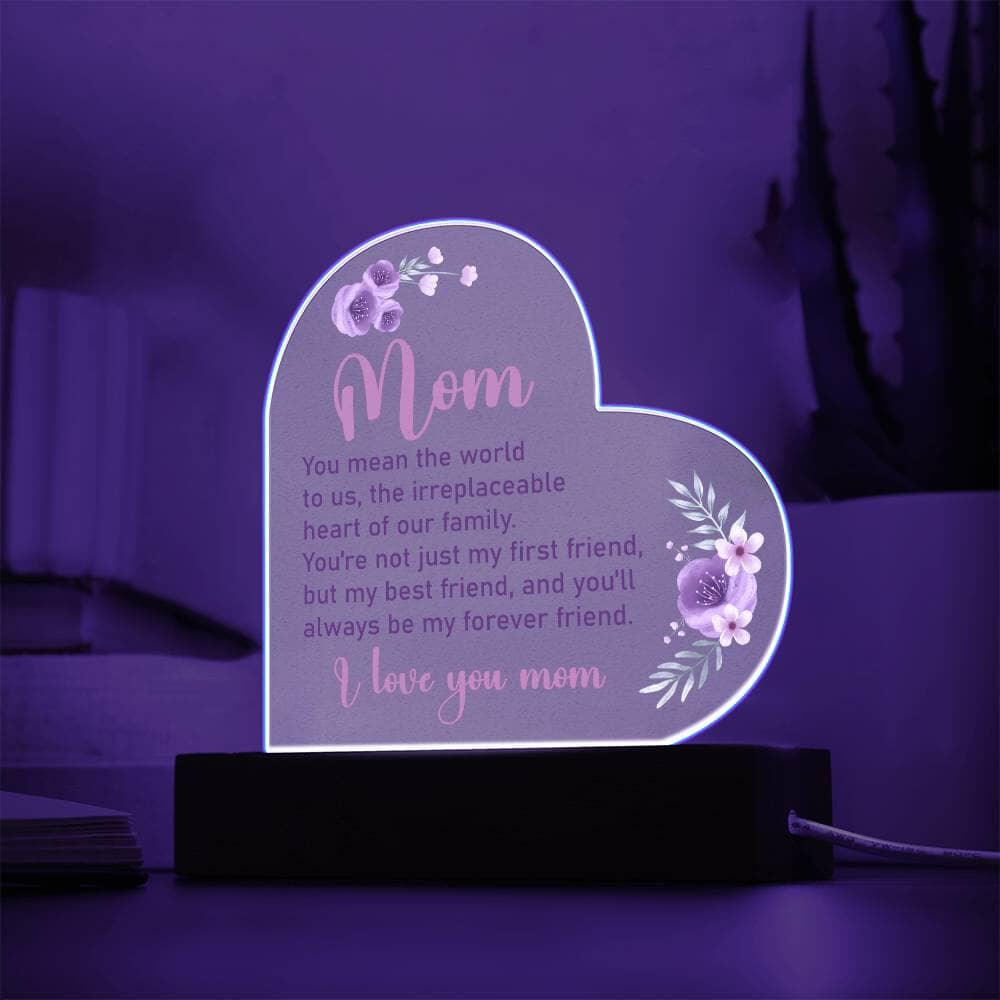 Gift For Mom - You Mean The World To Us - Heart Acrylic Plaque - The Shoppers Outlet