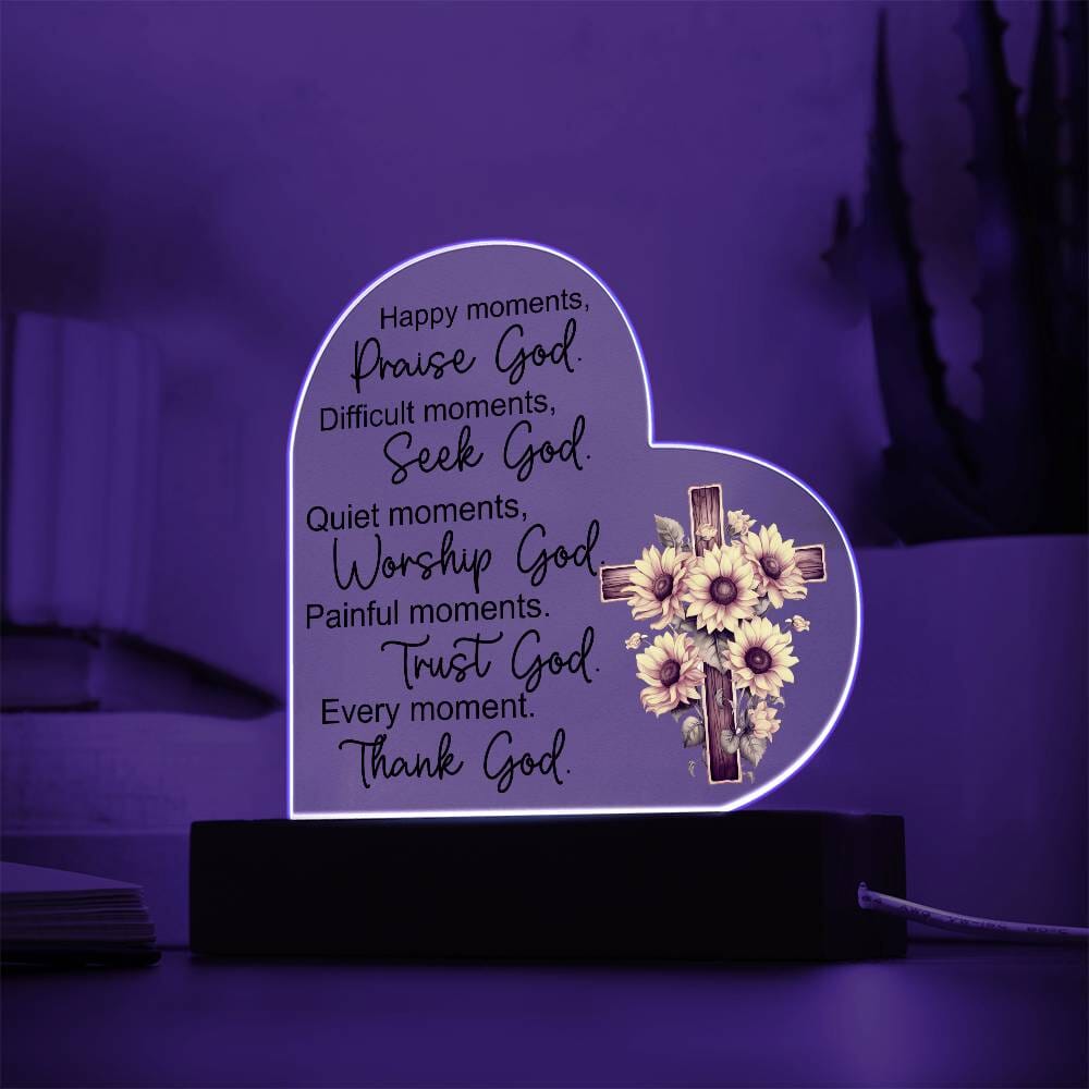 Faith - Praise God - Night Light - Heart Acrylic Plaque - The Shoppers Outlet