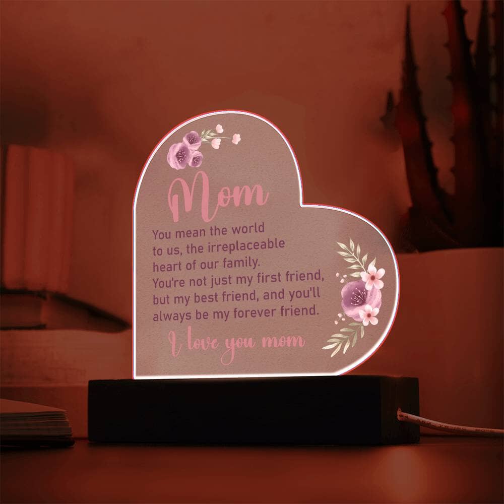 Gift For Mom - You Mean The World To Us - Heart Acrylic Plaque - The Shoppers Outlet