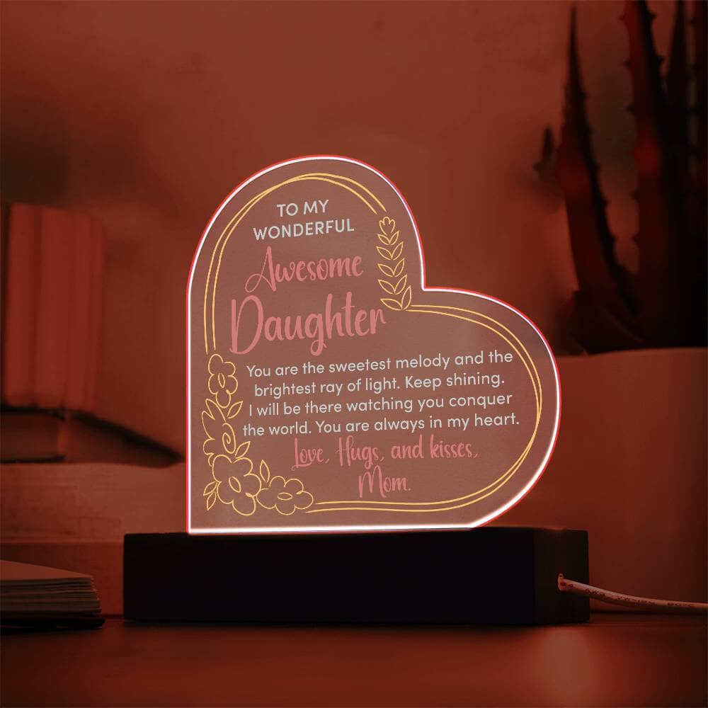 Gift For Daughter - To My Wonderful Awesome Daughter - Gift for Daughter - Heart Acrylic Plaque - The Shoppers Outlet