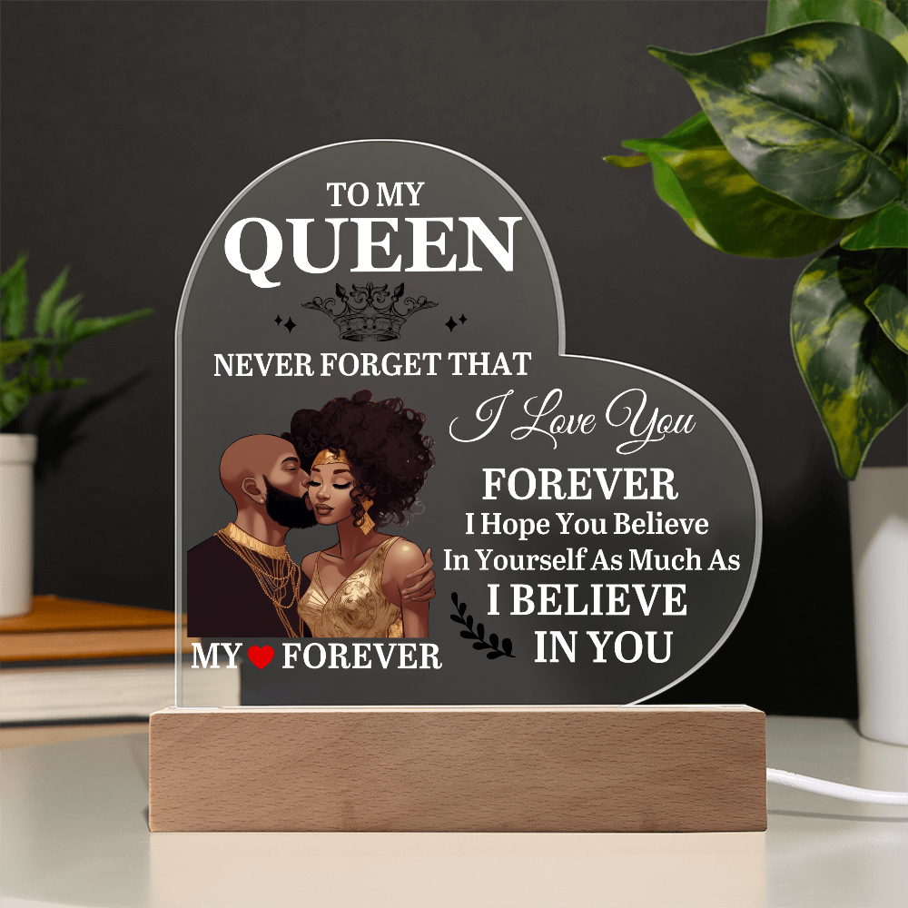 To My Queen - Mother's Day Gift - Birthday Gift - Anniversary Gift - Never Forget That I Love You - Heart Acrylic Plaque - The Shoppers Outlet