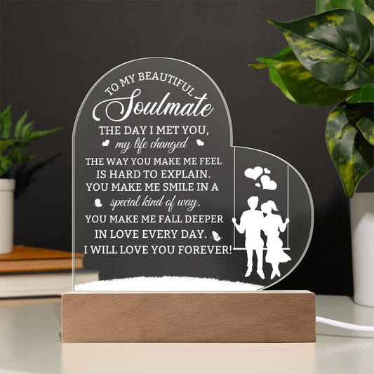 Gift For Soulmate - The Day I Met You My Life Changed - Heart Acrylic Plaque - The Shoppers Outlet