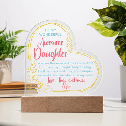 Gift For Daughter - To My Wonderful Awesome Daughter - Gift for Daughter - Heart Acrylic Plaque - The Shoppers Outlet